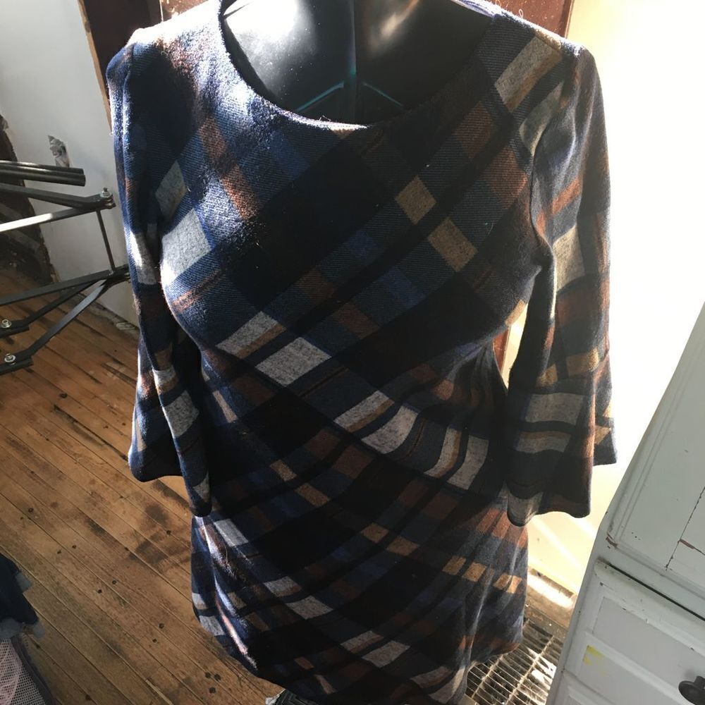 JH vintage bell sleeve plaid 60’s sweater 60’s inspired wool dress